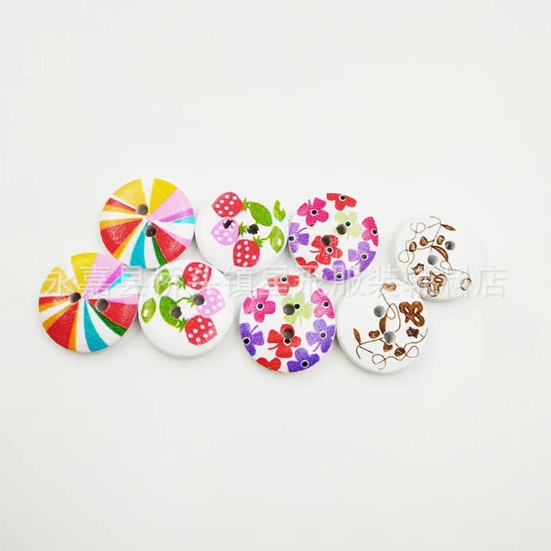 Cute White Skirt Sewing Kit for Kids DIY Flat Wood Button 2-Holes Fashionable, front view