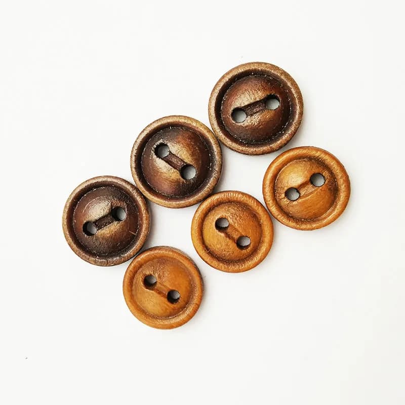 Custom Logo 16L Natural Round Wooden Buttons 2-Hole Button Type for Clothes, front view