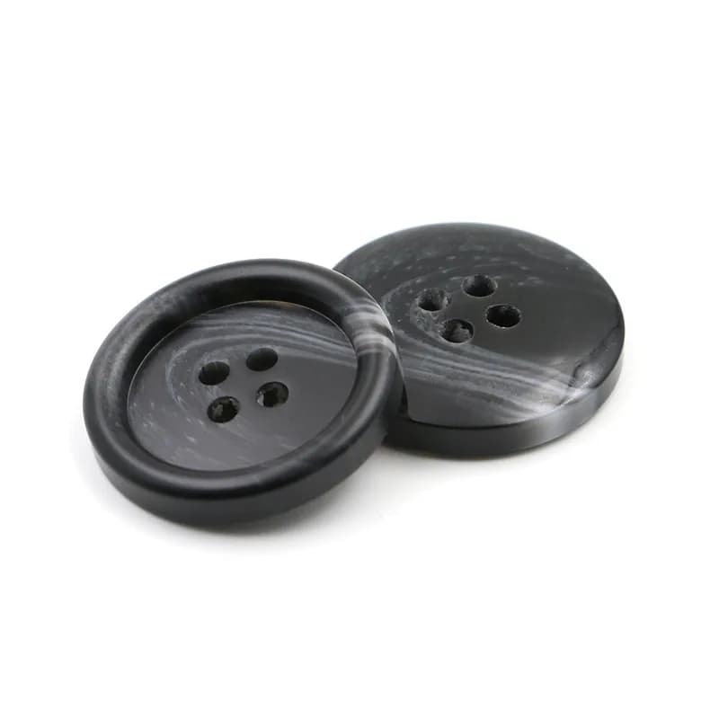 15mm-30mm Different Black Resin Sewing Shirt Buttons With 4 Holes for Business, front view