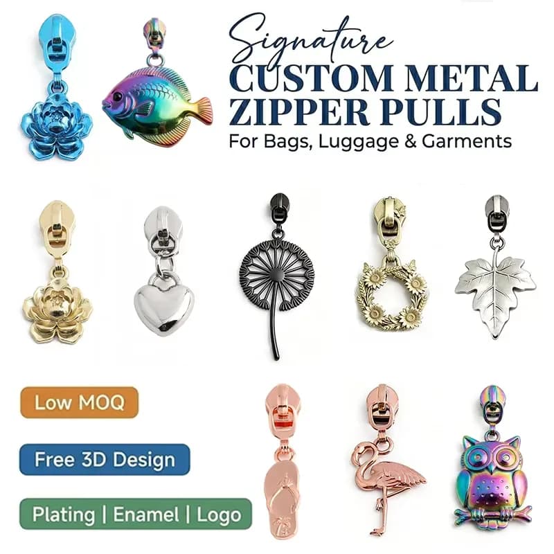 Metal Charm Zipper Puller Zipper Head Zipper Slider Stainless Steel Zipper Pull, front view