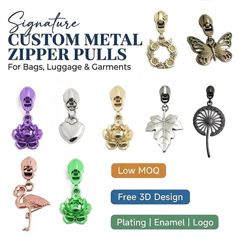 Decorative Charm Metal Zipper Puller Zipper Head Zipper Slider Flower Star Heart, front view