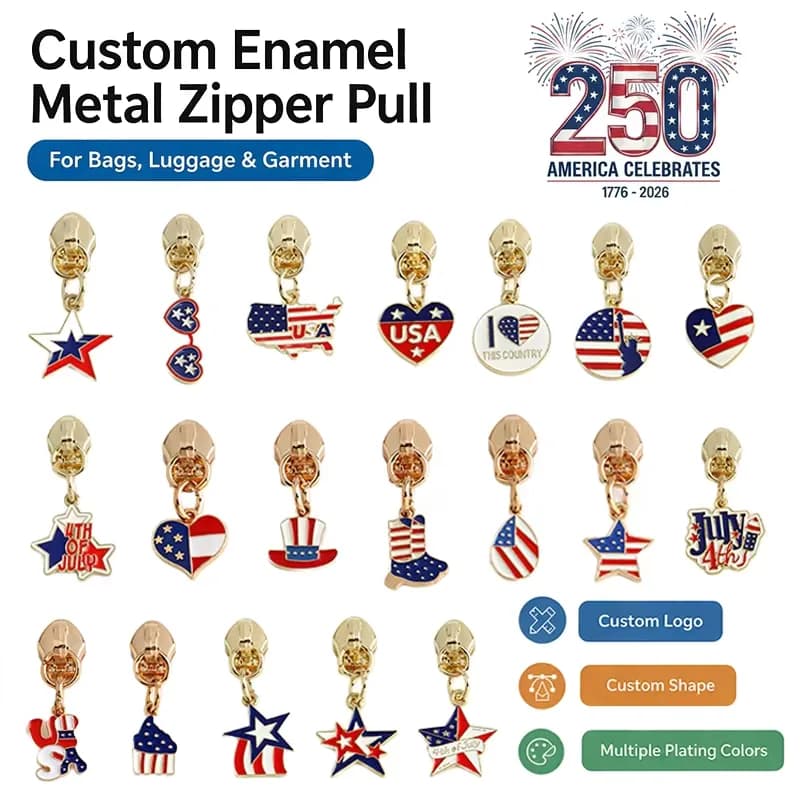 Custom Gold Metal Zipper Puller Personalized Zipper Pull Custom Logo Zipper, front view
