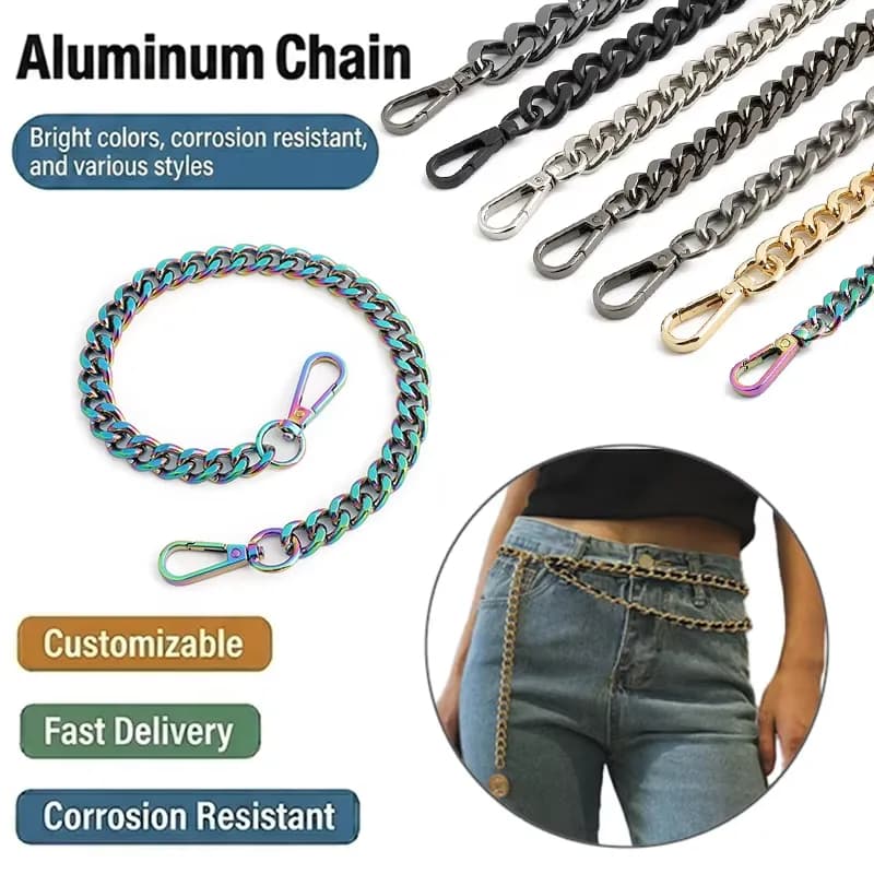 Aluminum Handle Chains Purse Strap DIY Crossbody Handbag Chains Replacement, front view