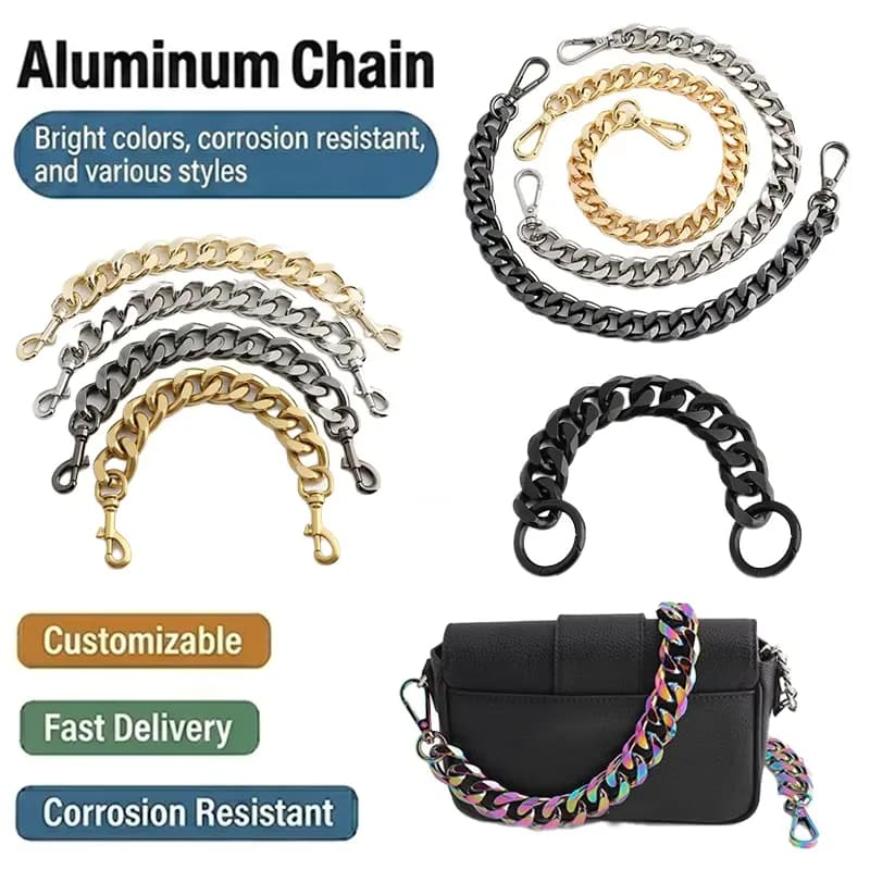 Aluminum Chains with Lobster Buckle for Handbags Fashion Accessories Custom, front view