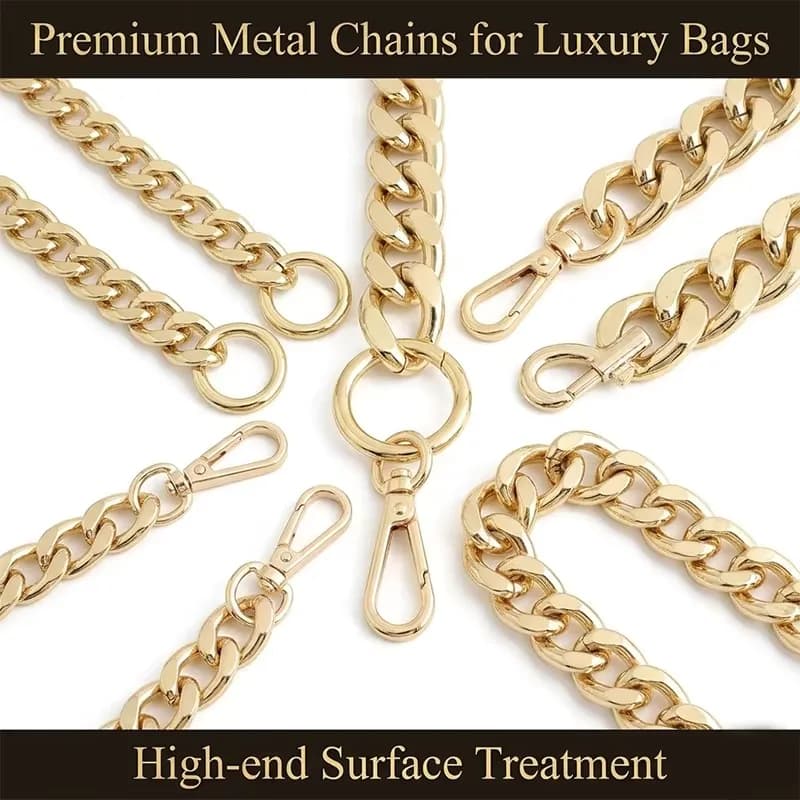 Chain for Purse and Gold Aluminum Chain Purse Strap with Small Purse Gold Chain, front view