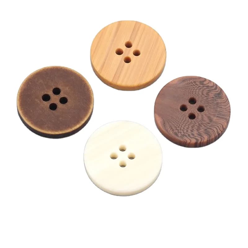 High-Grade 4-Holes Button 24L-40L Resin Wood Eye Round Garment Suit Coat with, front view