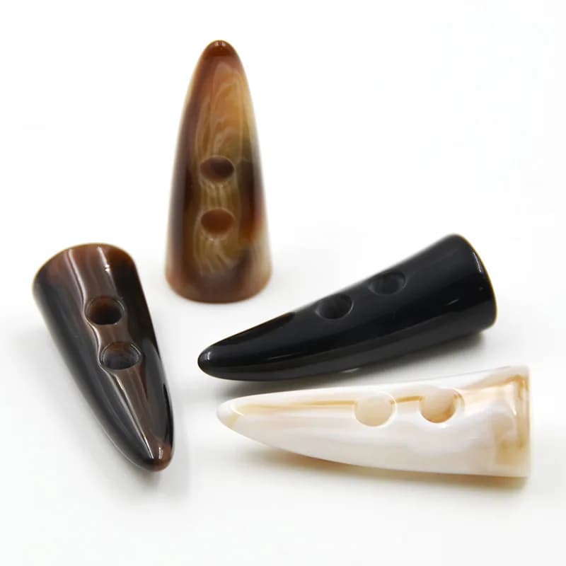Different Size Resin Ivory Horn Toggle Button Plastic Horn Button for Coats, front view