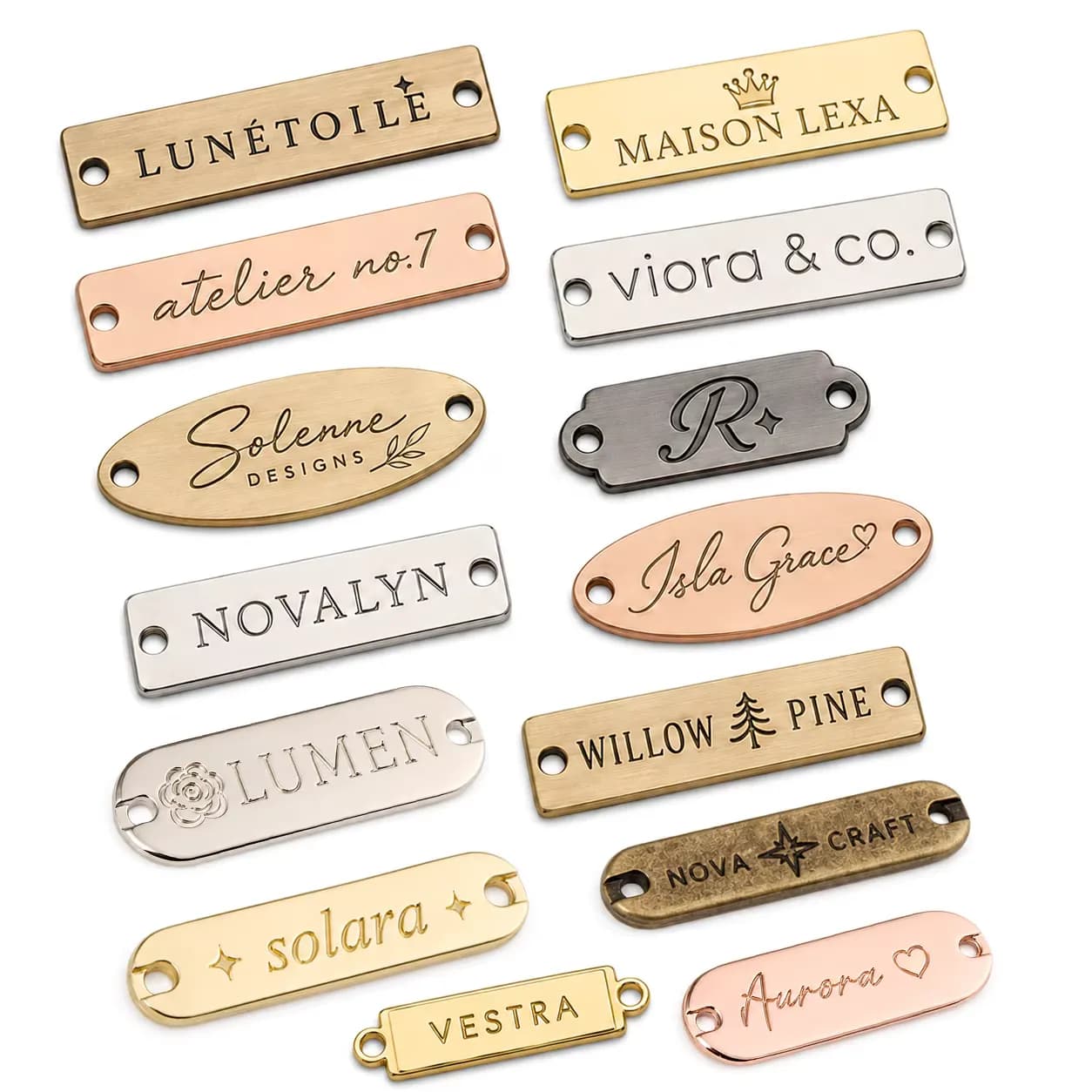 Laser Plating Engraved Embossed Metal Name Plate Custom Metal Letters Matte, front view