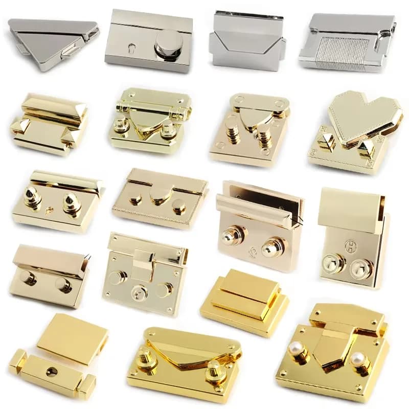 Push Lock Clasp Bag Lock Hardware Heavy Duty Metal Closure for Handbag Purse, front view
