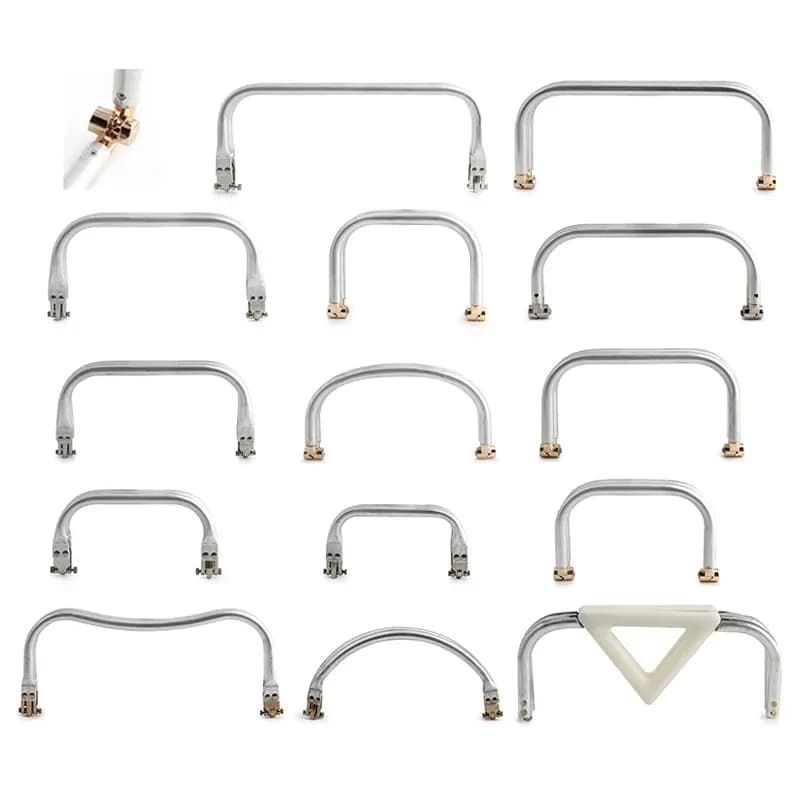 Internal Tubular Aluminum Frame Handle 15-19-21-25cm - Metal Bag Structure, front view