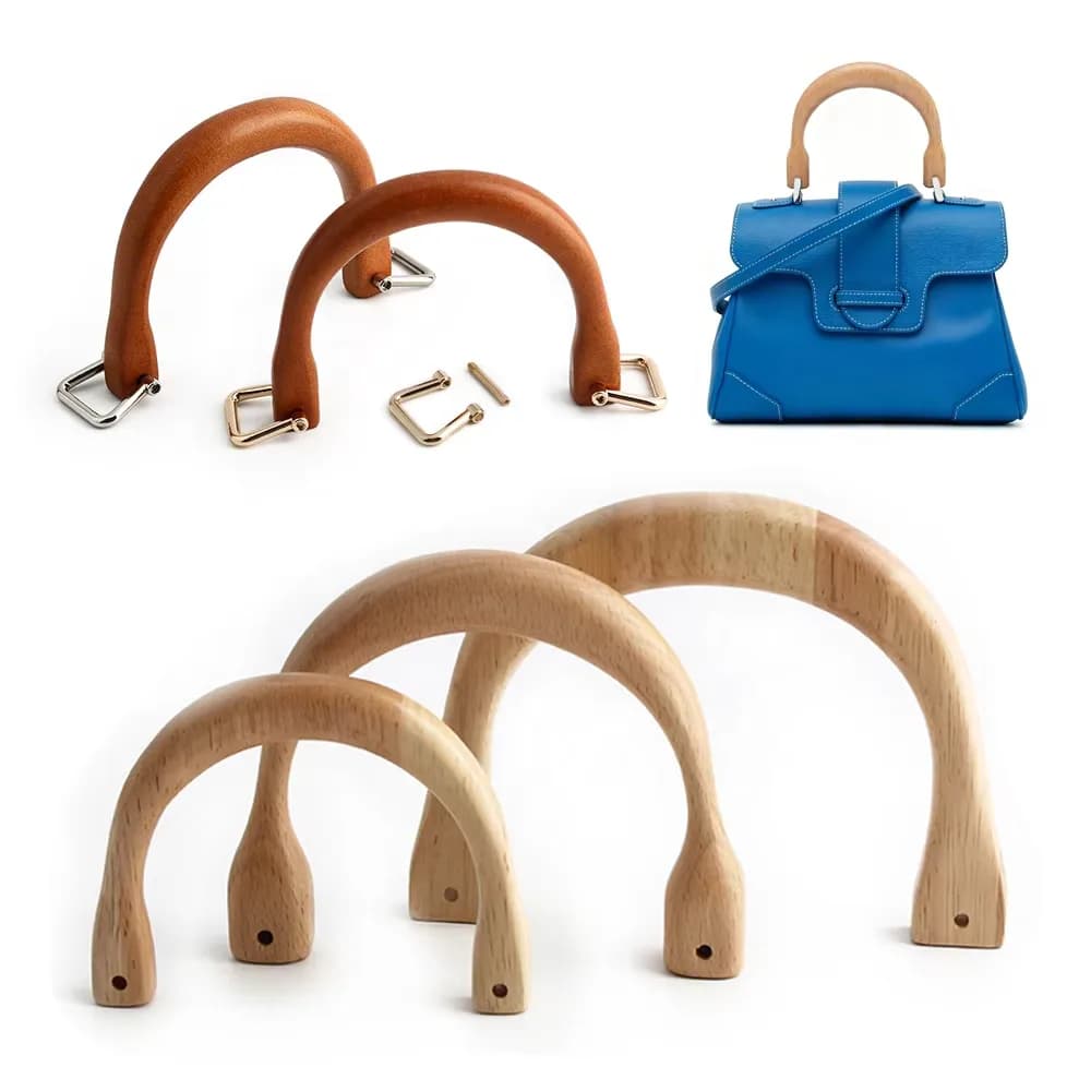 10-13-15m School Bag Top Carry U Shaped Handles Small Tote Bag Wood Detachable, front view