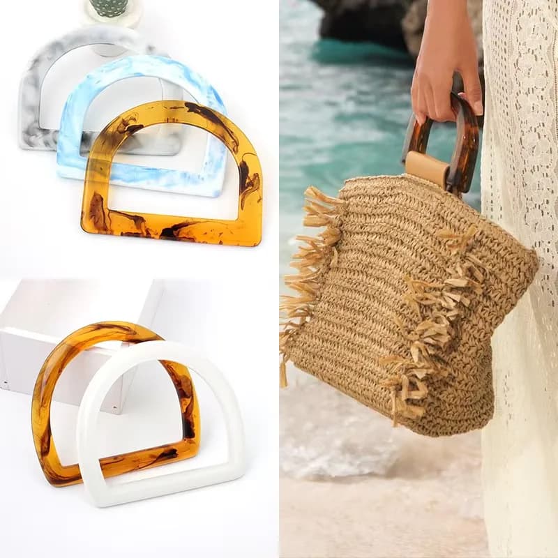 D O Shape Resin Tortoiseshell Round Handles for Handbag Purse Replacement Woven, front view