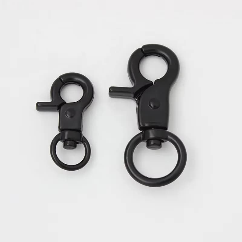 9-13mm Metal Gold Black Color Trigger Leash Claw Hook Key Lobster Clasp Swivel, front view