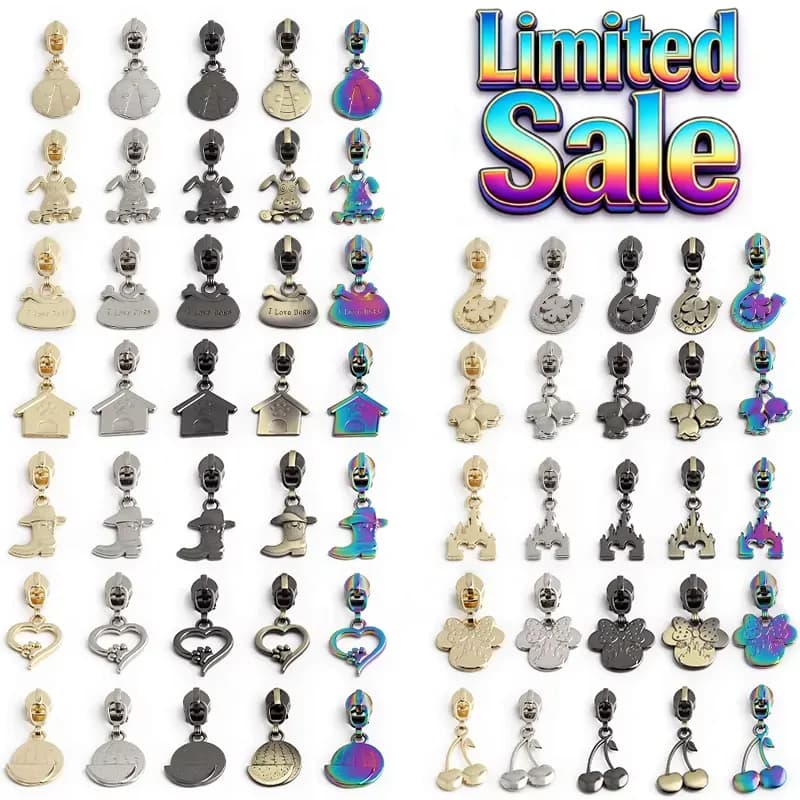 Limited Time Discount Nylon Zipper Puller Tab Gold Metal Head Zipper Pulls logo, front view