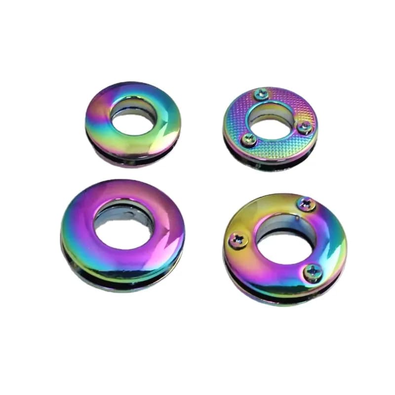 Rainbow 10/12/14mm Metal Eyelets Grommets Bags Alloy Hardware Colorful Round, front view