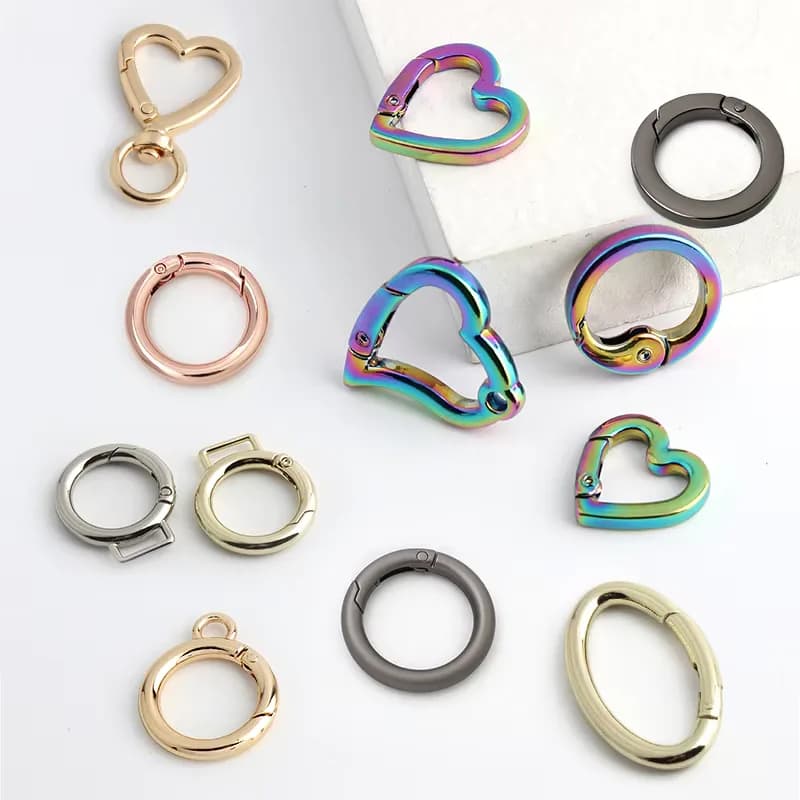 Quality Custom Metal Alloy Purse Gold Color Oval Spring Hook Clasp Flat Snap, front view