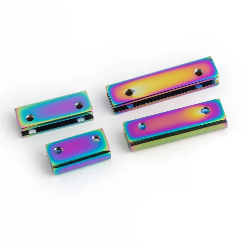 Multi-Size Rectangular Strap End Clasp 20/25/34/50mm-Strong Rainbow Color Metal, front view