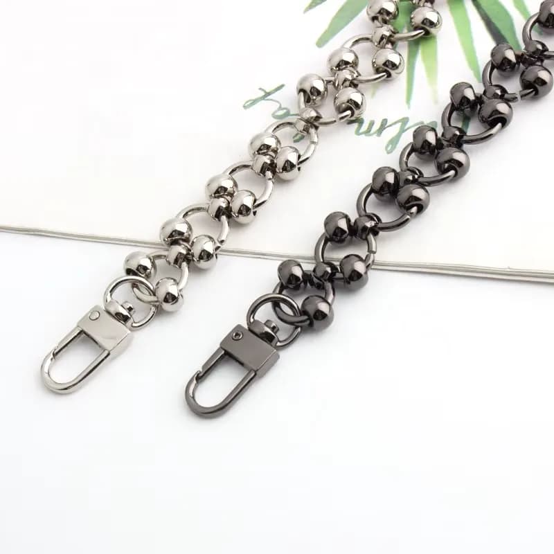 DIY Silver/Gun Black Aluminum Iron Long Chain Extension for Bag Accessories, front view
