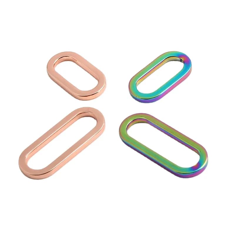 Diy Thin Line Buckle Zinc Alloy Rainbow Metal Bag Strap Metal Buckle Oval Ring, front view