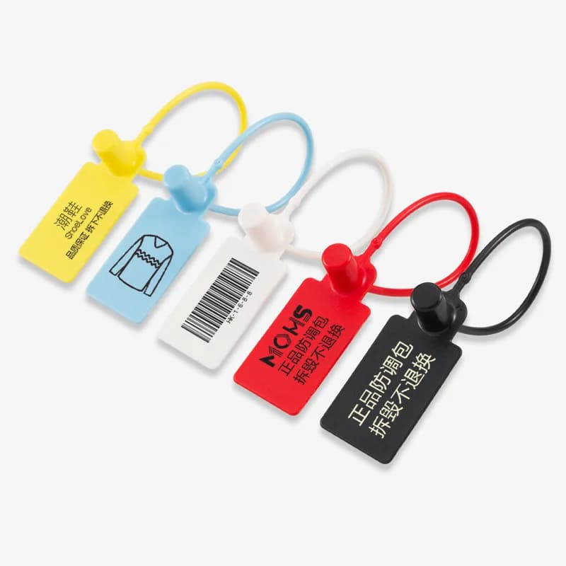 Customized Disposable Plastic Garment Security Seals Hang Tags Zip Tie for, front view
