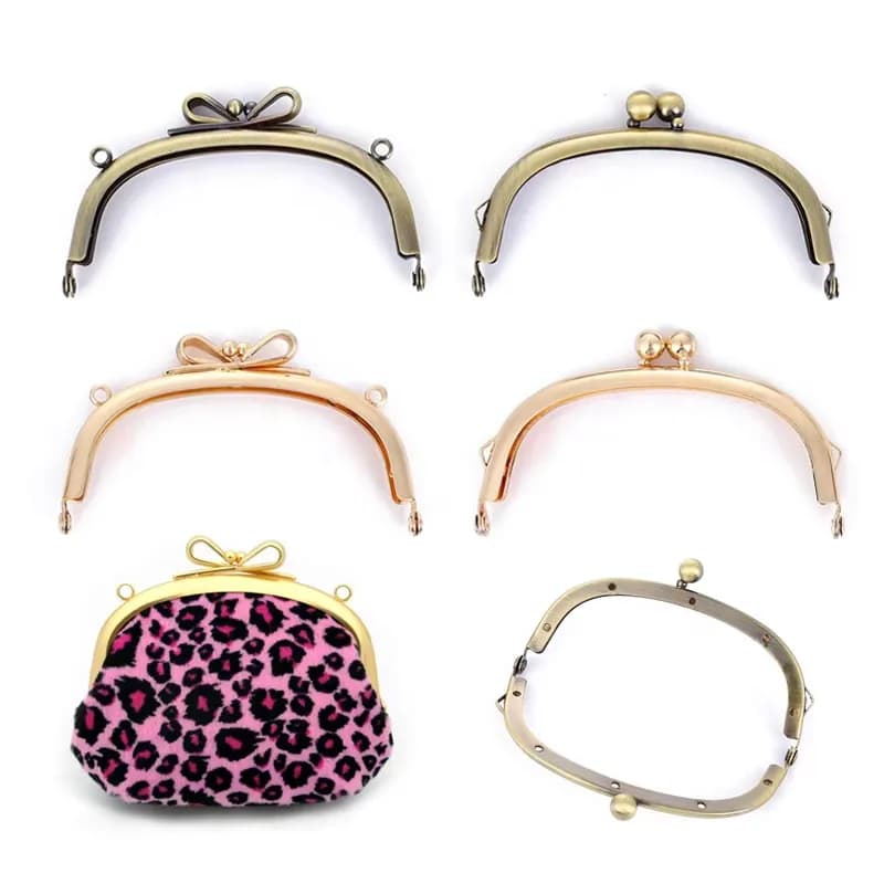 10.5cm Curved Bow Beaded Vintage Purse Frame Iron DIY Handmade Replacement, front view