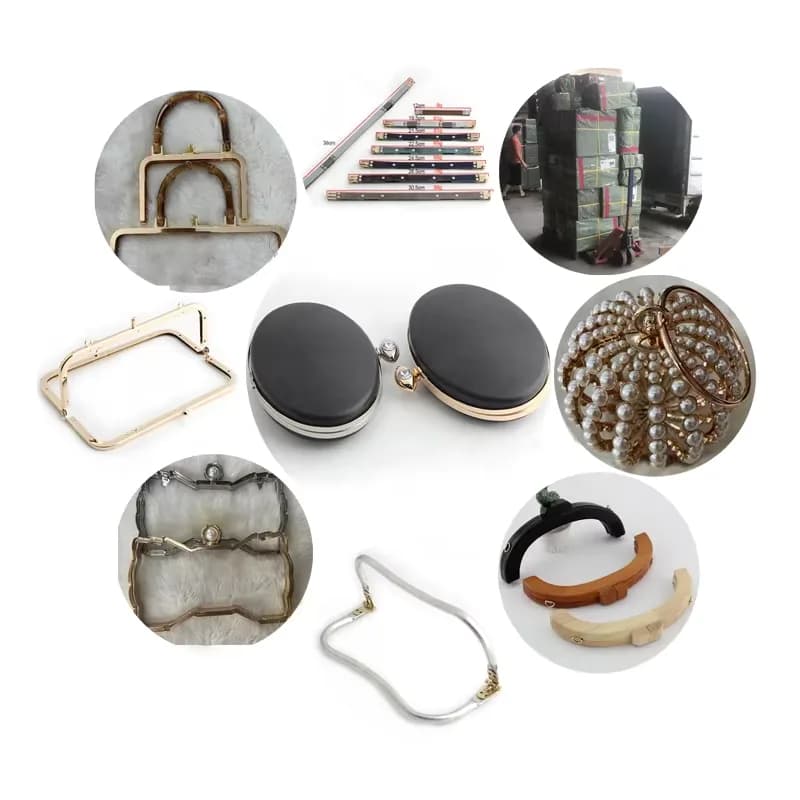 Hardware Custom Diy Kiss Lock Coin Clasp Box Metal Hinged Cat Tube Purse Clutch, front view