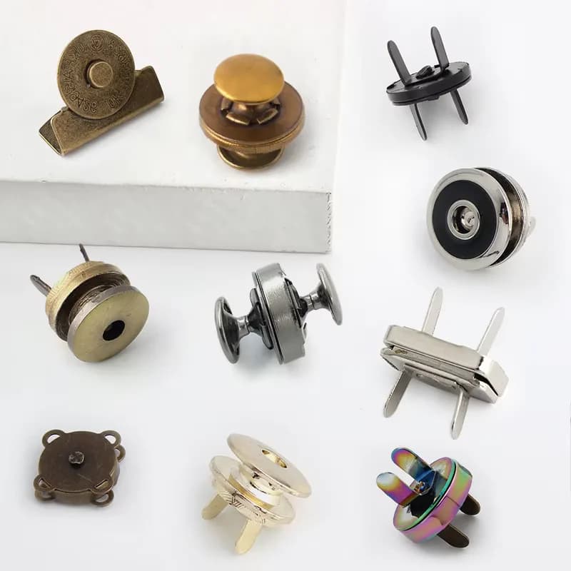 Custom Metal Magnetic Closure Gold Sewing Hidden Magnet Buckle Clasp Strong Snap, front view