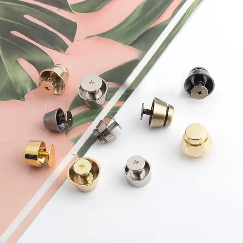 Fashion 12 15mm Solid Copper Studs Metal Handbag Screw Bottom Decorative Studs, front view