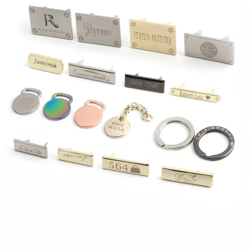 Custom Charms Zinc Alloy Gold Designer Logo Screw Plates Branded Blank Small, front view