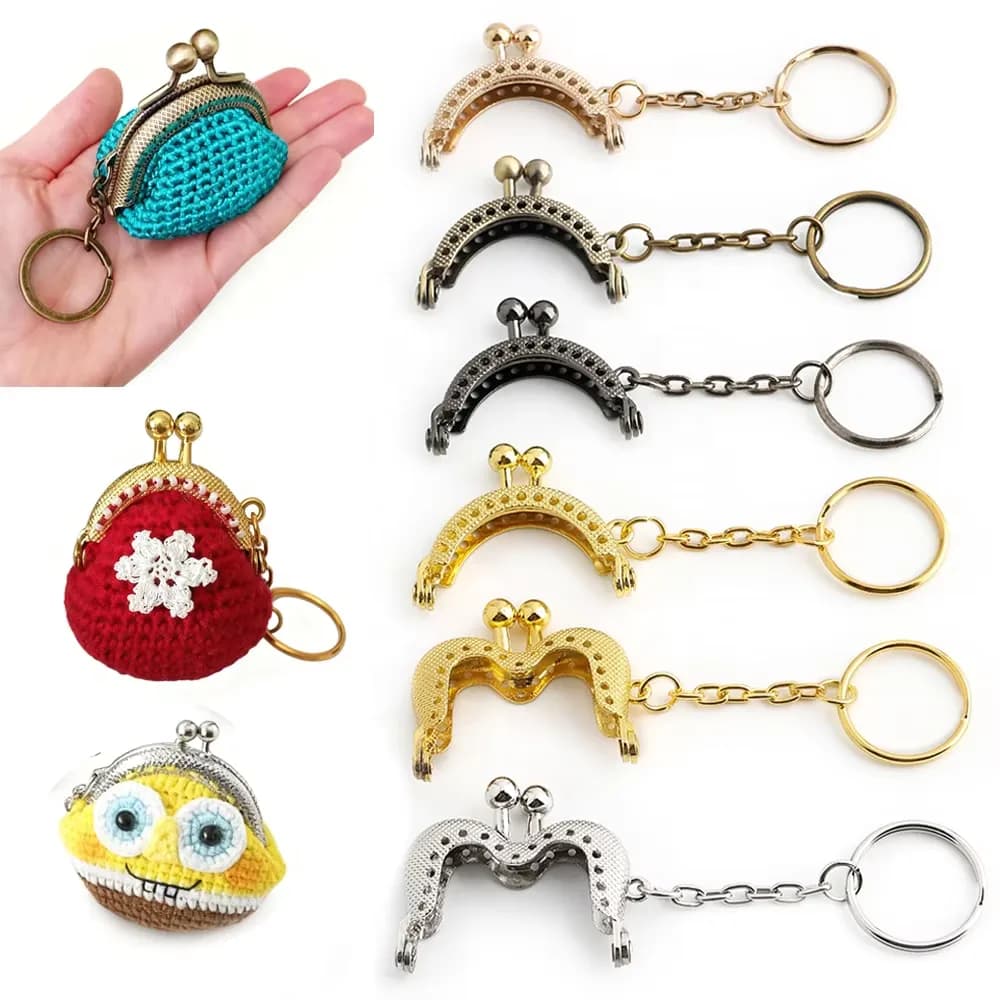 Cute Mini Purse Metal Arch Frame Crochet Design Embossed Eco-Friendly Coin Purse, front view