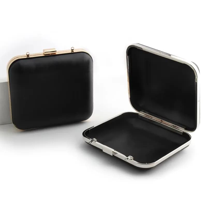 DIY Kiss Lock Purse Frame - 18x16mm Gold Tone Metal Box Clasp Frame for Bag, front view