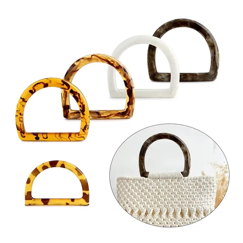 Factory Strong Plastic Resin D-Ring Handle for Crochet Woven Handbags, front view
