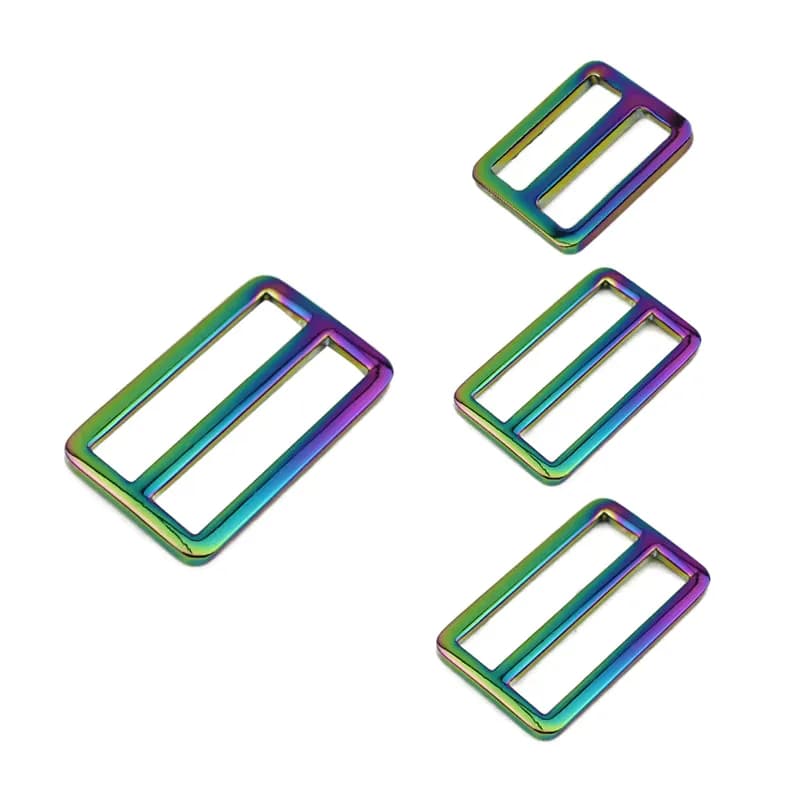 Fashion 16mm 50mm Rainbow Metal Tri-glide Backpack Adjustable Webbing Slider, front view