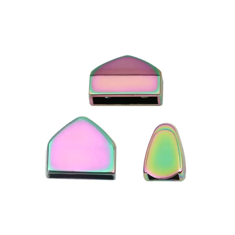 9mm 12mm 16mm Rainbow Metal Strap Tail Side Decor Zipper End Clips Metal Buckle, front view