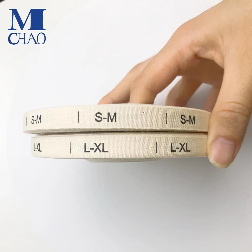 Custom Printed S-M X-XL Beige Cotton Size Label for Clothing - view 1