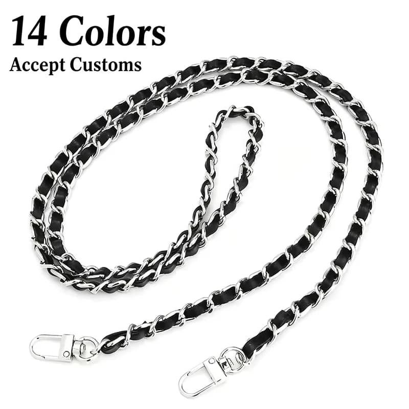 120cm Gold Leather Bag Chain Strap - DIY Shoulder Strap Handle for Handbags, front view