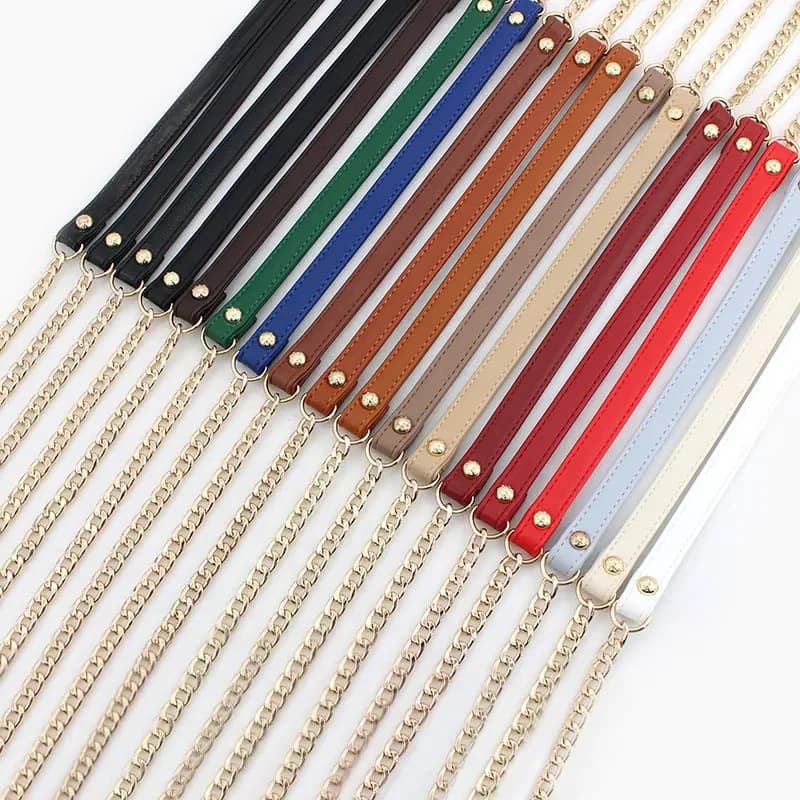 Fashion New 120cm Metal Chunky Sell Shoulder Lobsster Clasp Leather Chain Purse, front view