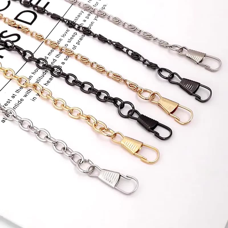 New 120cm 4mm Metal Small Shoulder Lobsster Clasp Extend Chain Accessories Strap, front view