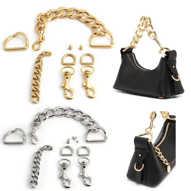 Hardware Kits for Bag Making & Repair Full Sets Chain Link Locks Clasps Durable, front view