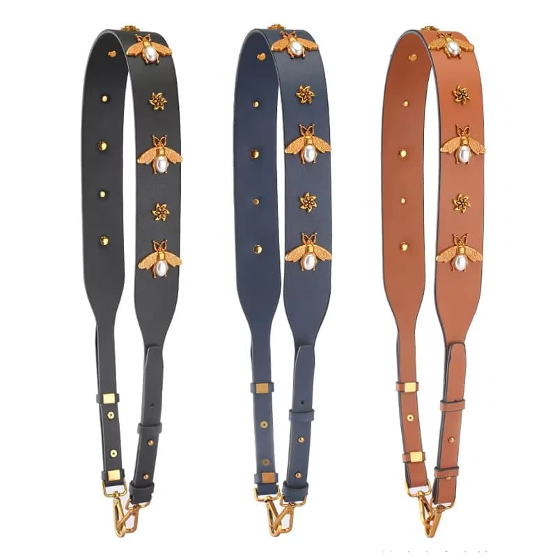 Chain Guitar Bee Crossbody Pu Shoulder Straps Replace Purse Replacement Navy, front view