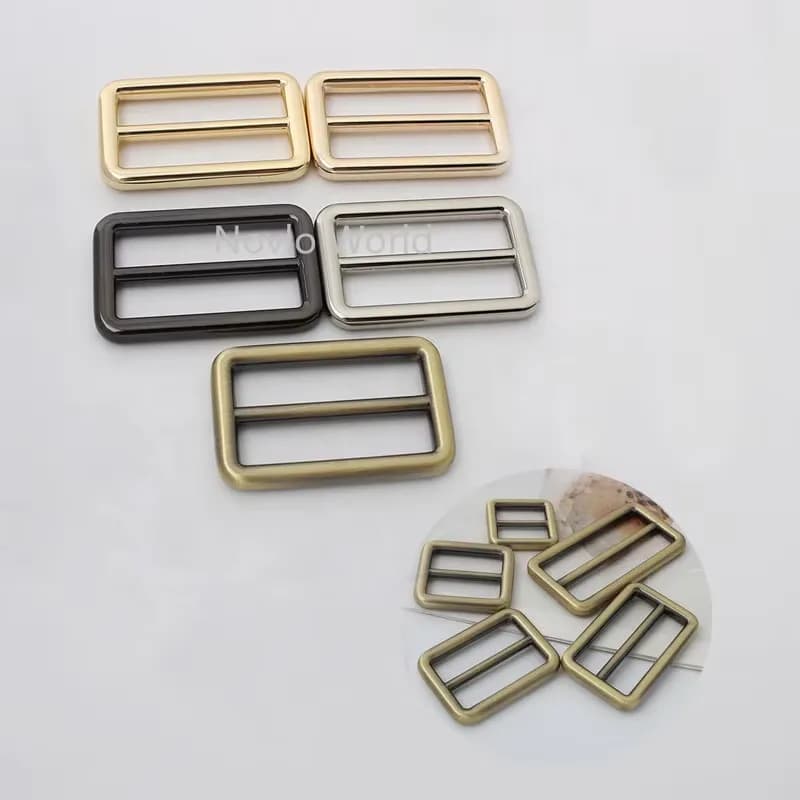 Fashion Gold Brass Metal Alloy Adjustable Tri-glide Ring Slide Belt Luggage, front view