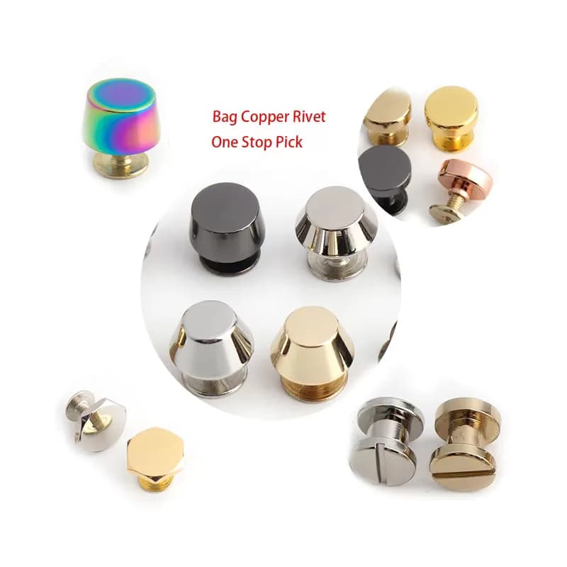 Custom Strong Safety Small Metal Round Capp Studs Screws Bottom Feet Back Base, front view