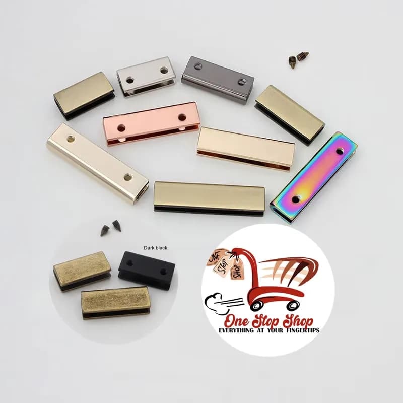Custom Logo Metal Webbing Decorative Ending Clips Straps Zipper Leather Belt, front view