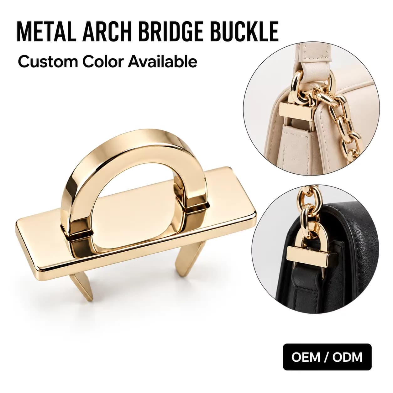 Custom Silver Alloy Metal Adjustable Screw Strap Anchor Chains Purse D Ring, front view