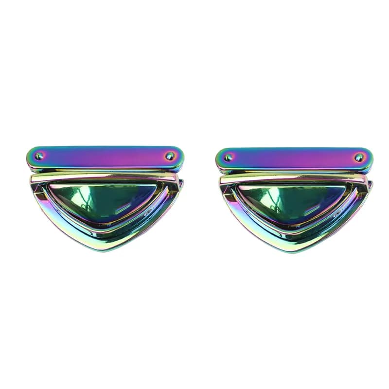 New Custom Rainbow Metal Alloy Swivel Luggage Hardware Twist Box Turn Locks, front view