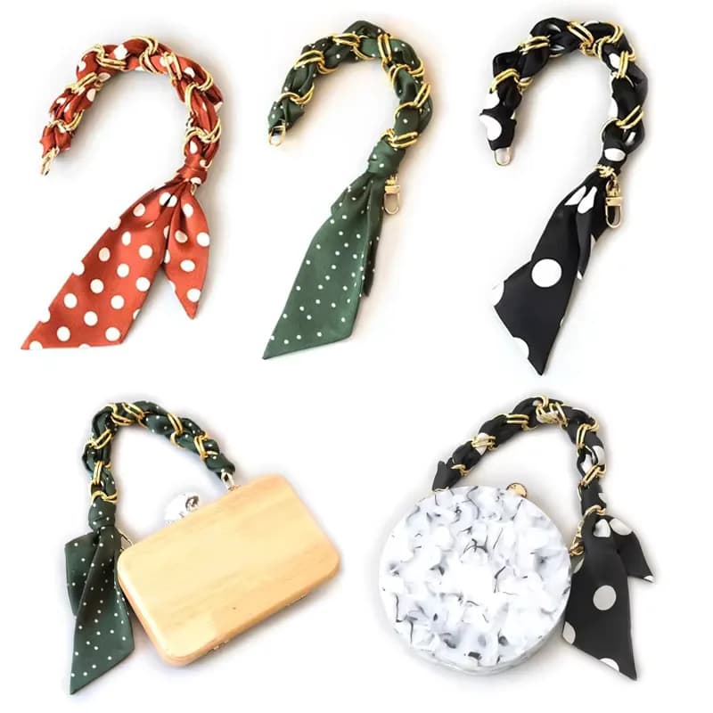 Unique Braided Zinc Alloy Nylon Floral Lightweight Scarf Chain 21/32/44cm Short, front view