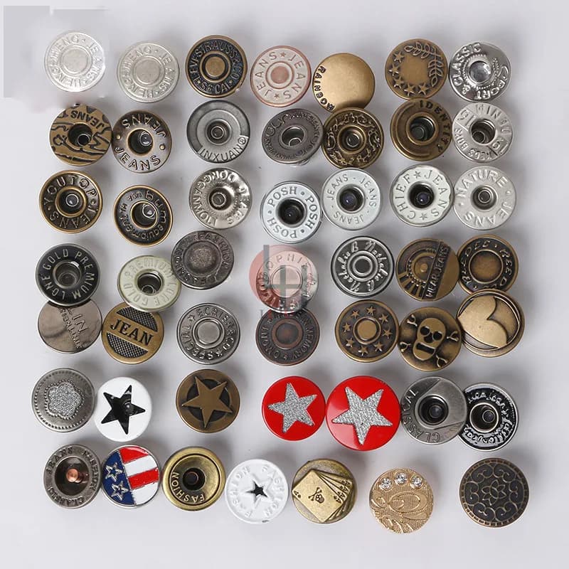 20mm Dog Metal Elastic Spring Perfect Fit Denim Five Buttons With Rivets Jeans, front view