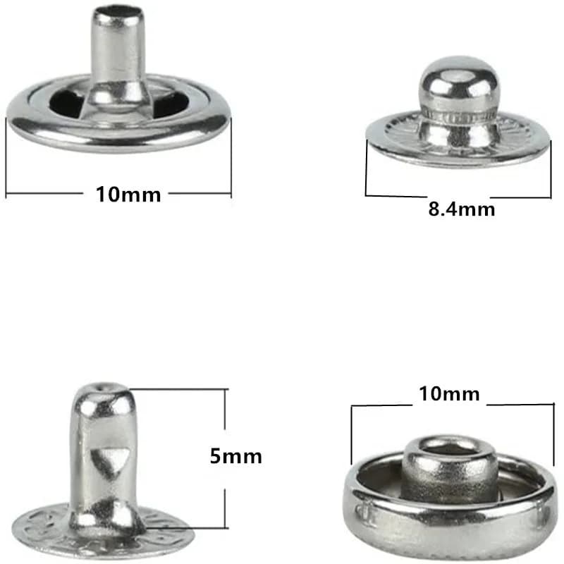 Custom 12-20mm Snap Button Matte Silver Iron Press Metal with Material Zinc, front view