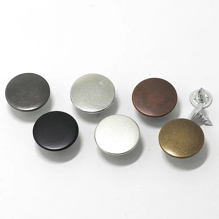 15mm 17mm Plain Metal Shank Button With Anti Brass Color Top Brass Bottom, front view