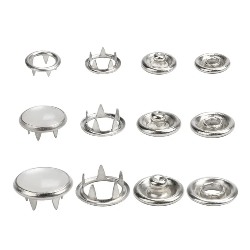 9.5mm 11mm Fashion Brass Pearl Four Parts Press Metal Prong Ring Snap Button, front view